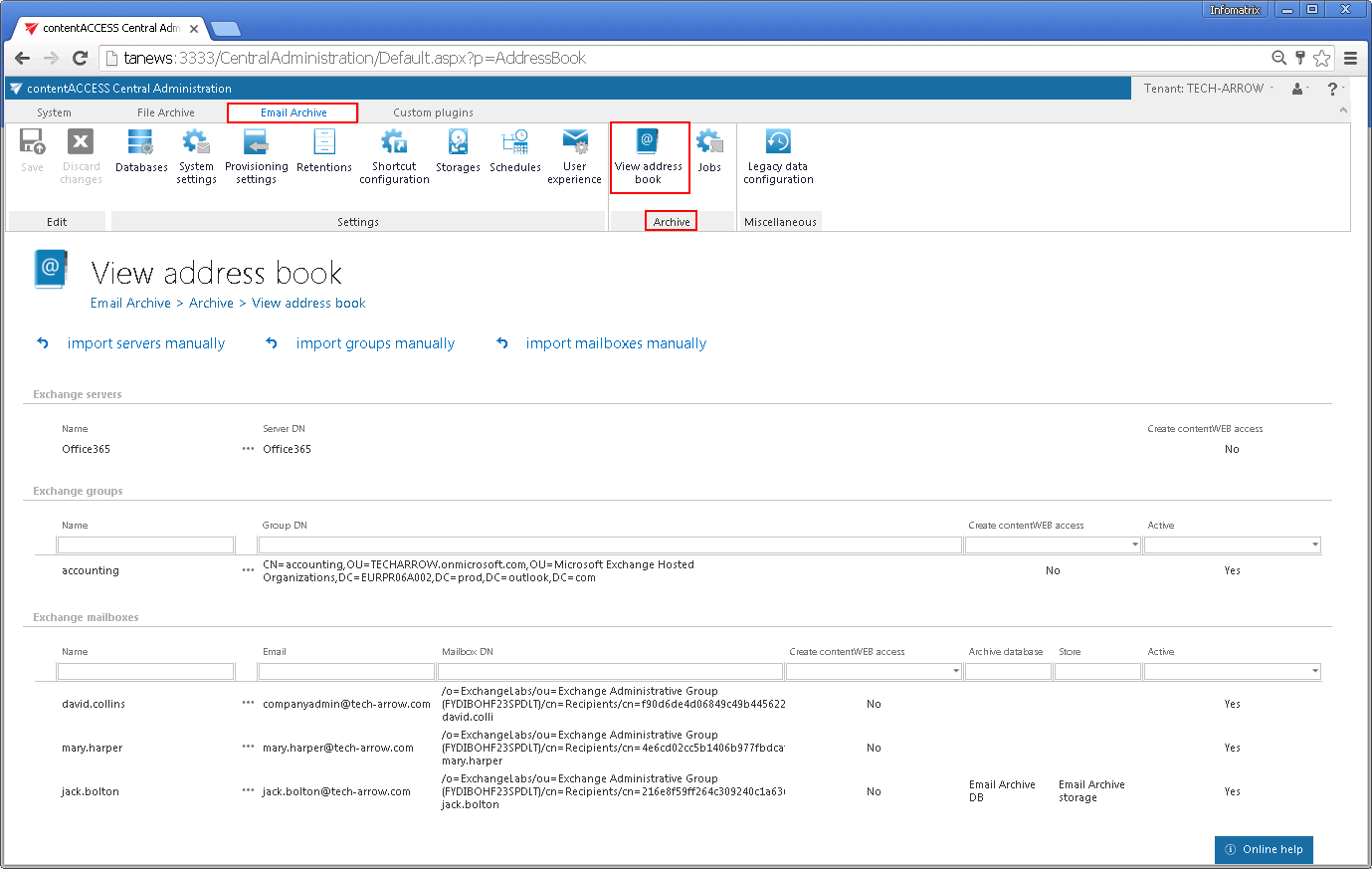 View address book